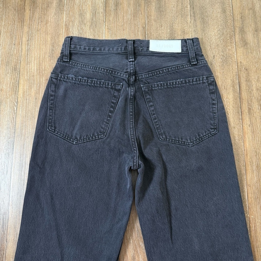 Re/Done High Rise Loose in Washed Black Straight leg 90s ripped distressed - Picture 12 of 13